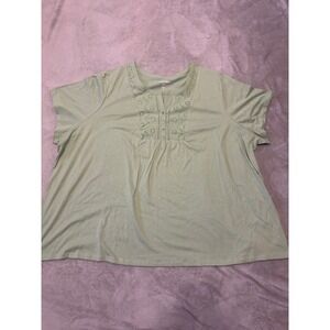 Woman Within Plus Size 34W 36W Top 4X Eyelet Blouse Short Sleeve green